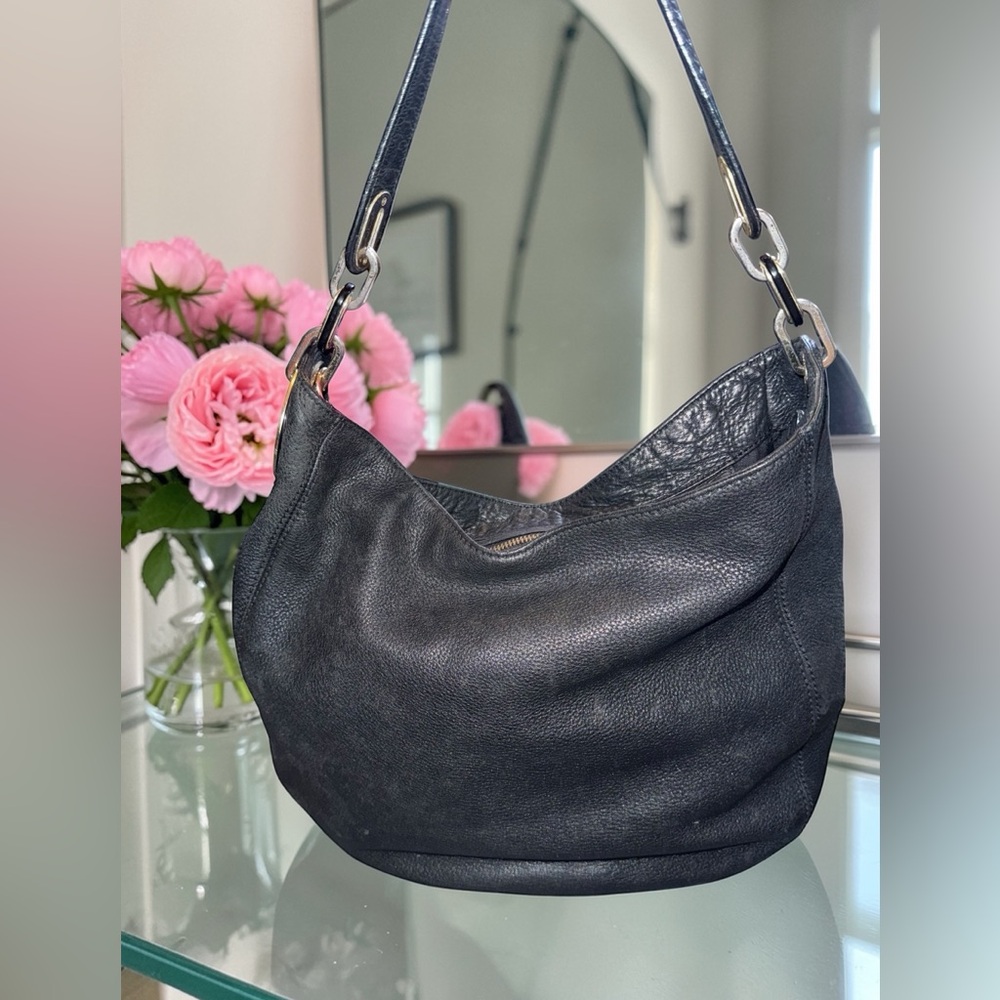 3FER Black Leather Michael Kors Hobo Bag - Classic Women's Shoulder Bag - Picture 4 of 7